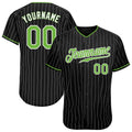 Black Pinstripe Neon Green Custom Baseball Jersey