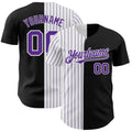 Black and White Pinstripe Split Personalized Team Apparel Custom Baseball Jersey Stitched (Copy)