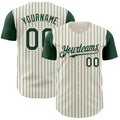Cream Green Pinstripe Custom Baseball Jersey Breathable Performance Personalized