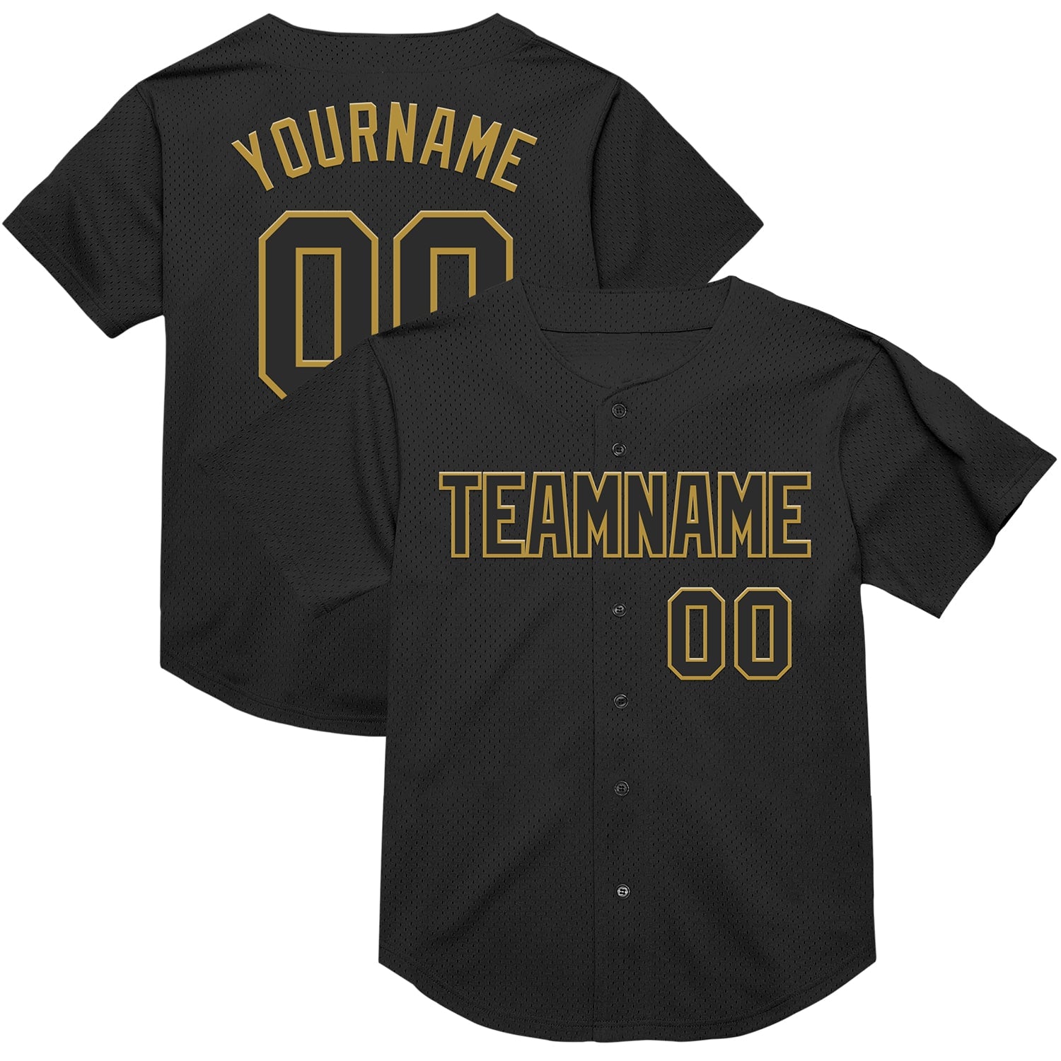Black and Gold Custom Baseball Jersey Personalized Stitched Team Shirt