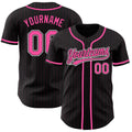 Black and Pink Pinstripe Custom Baseball Jersey Personalized Stitched Uniform Athletic Gear
