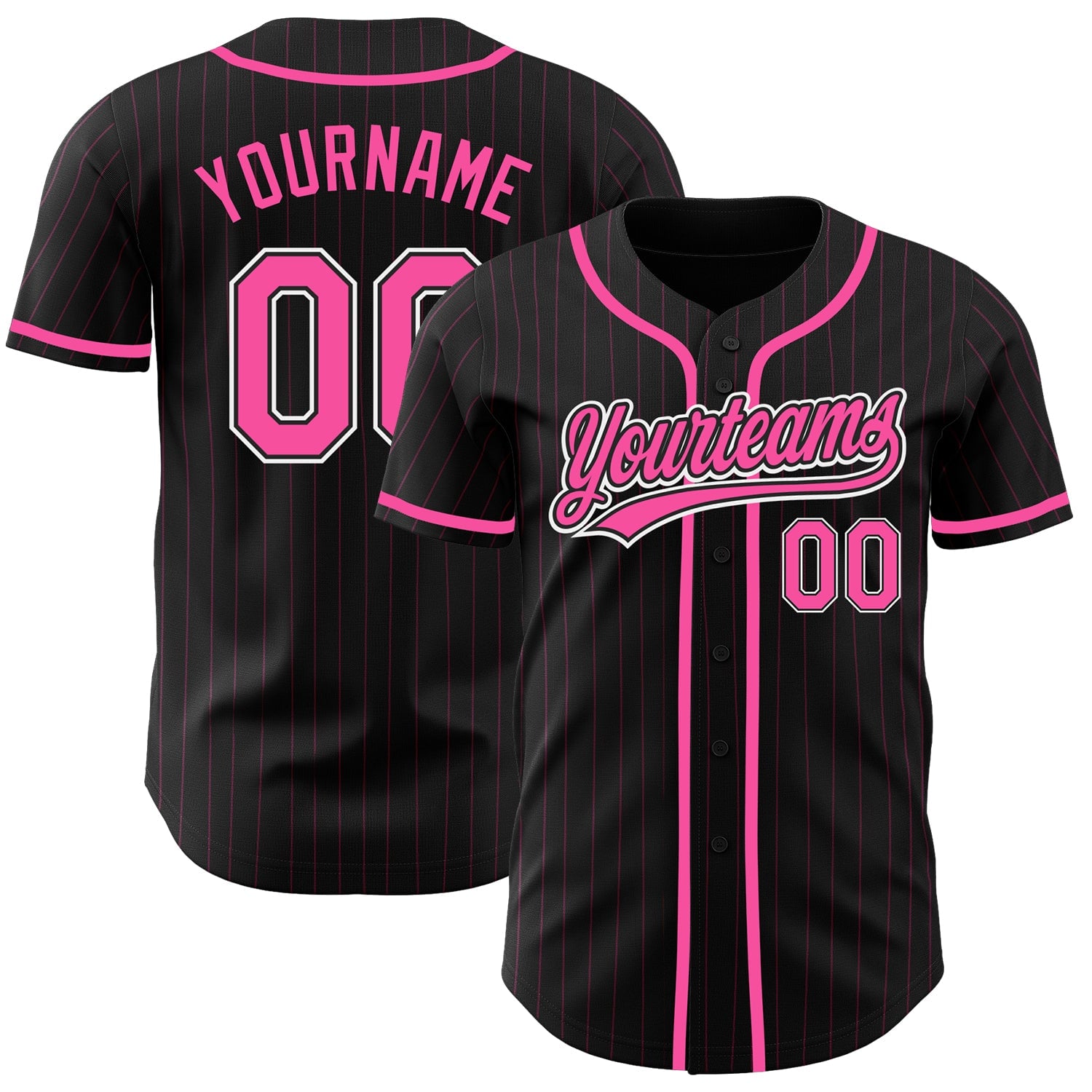 Black and Pink Pinstripe Custom Baseball Jersey Personalized Stitched Uniform Athletic Gear
