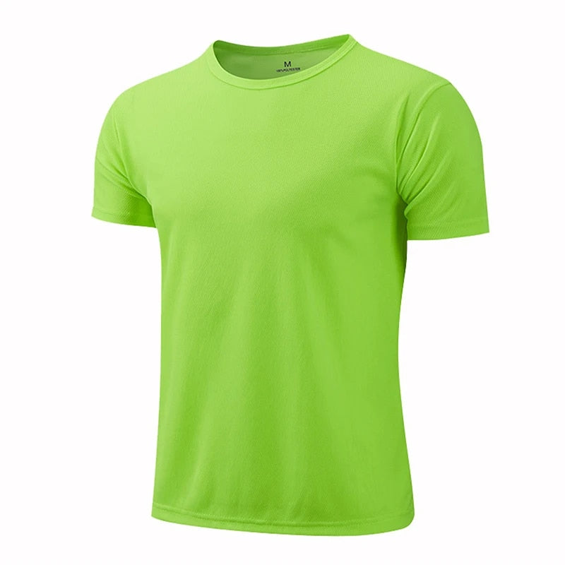 Men's Breathable T-shirt Sportswear Round Neck Gym Fitness T-shirt green