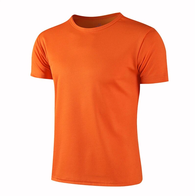 Men's Breathable T-shirt Sportswear Round Neck Gym Fitness T-shirt Orange
