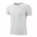 Men's Breathable T-shirt Sportswear Round Neck Gym Fitness T-shirt White